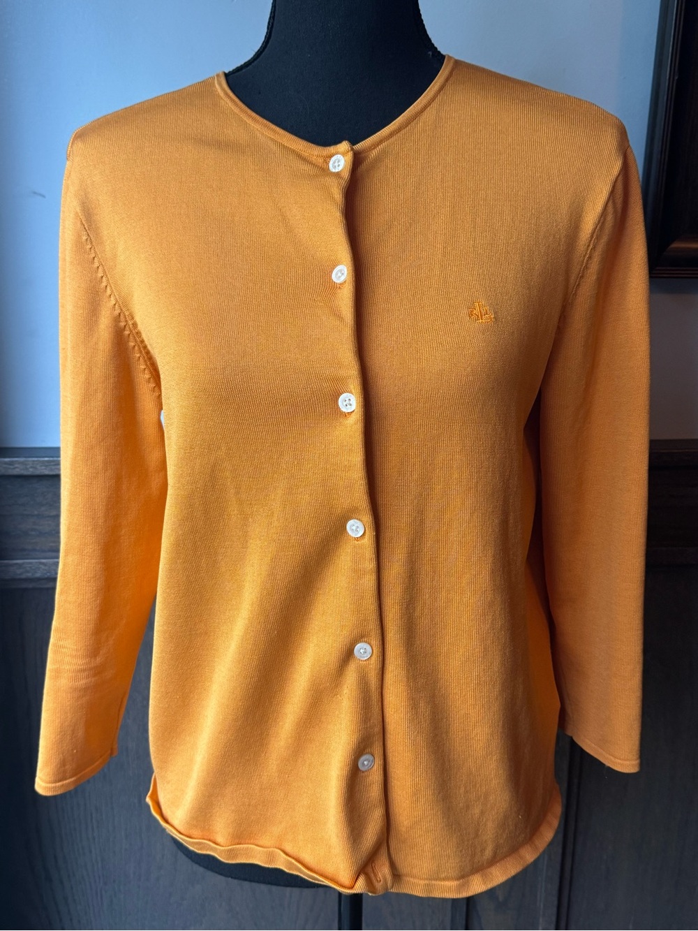 Lauren Ralph Lauren silk blend Tangerine Button-Front Cardigan